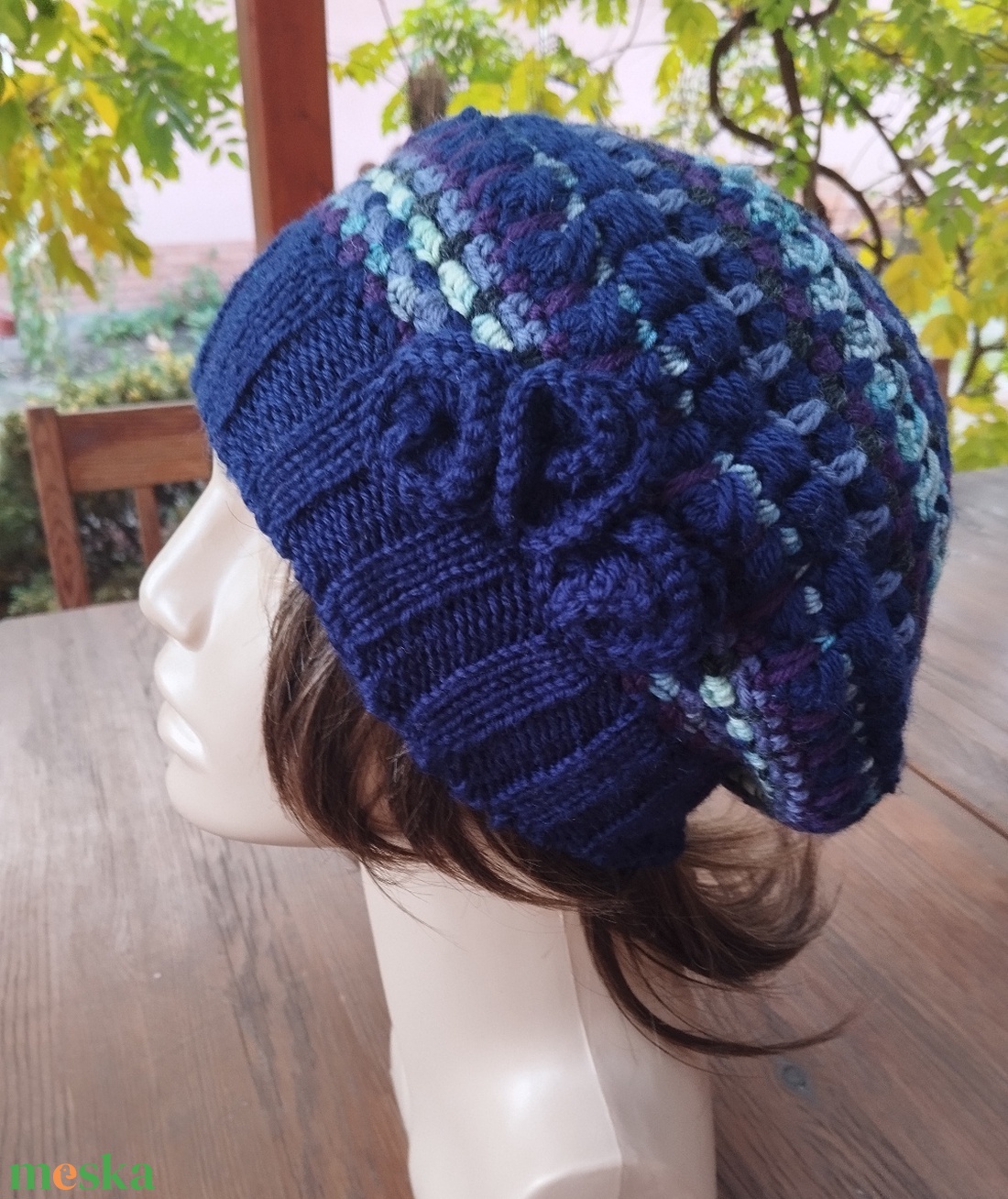 Vadszilva laza női barett sapka horgolt boho slouchy puha gyapjúból - ruha & divat - sál, sapka, kendő - sapka - Meska.hu