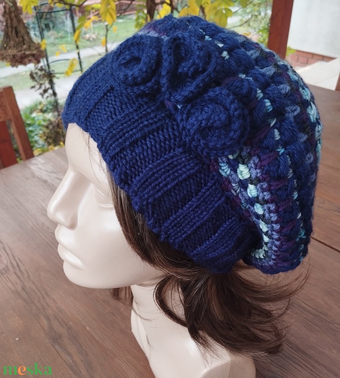 Vadszilva laza női barett sapka horgolt boho slouchy puha gyapjúból - ruha & divat - sál, sapka, kendő - sapka - Meska.hu