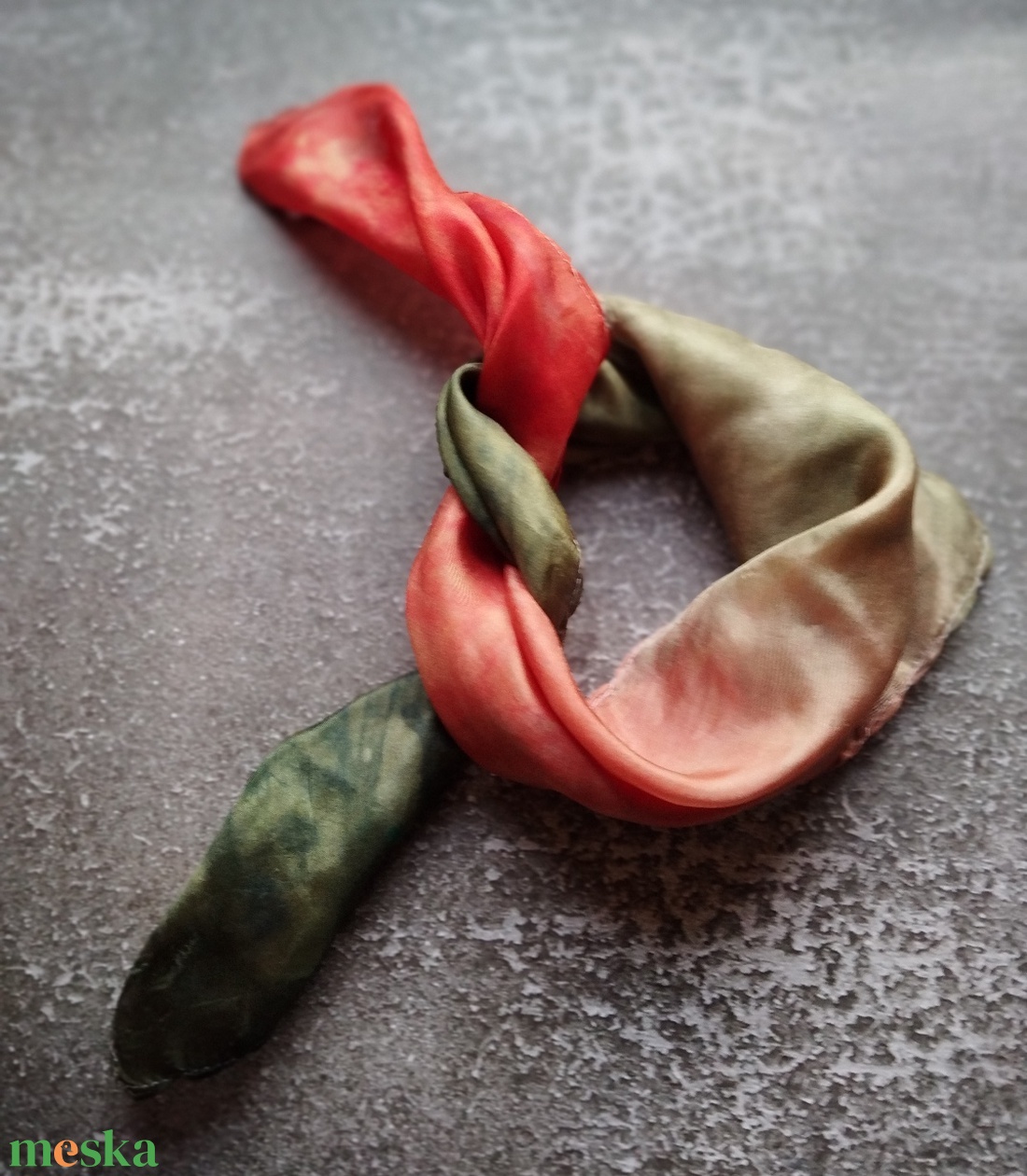 Keki narancs  hernyóselyem kendő  - ruha & divat - sál, sapka, kendő - kendő - Meska.hu