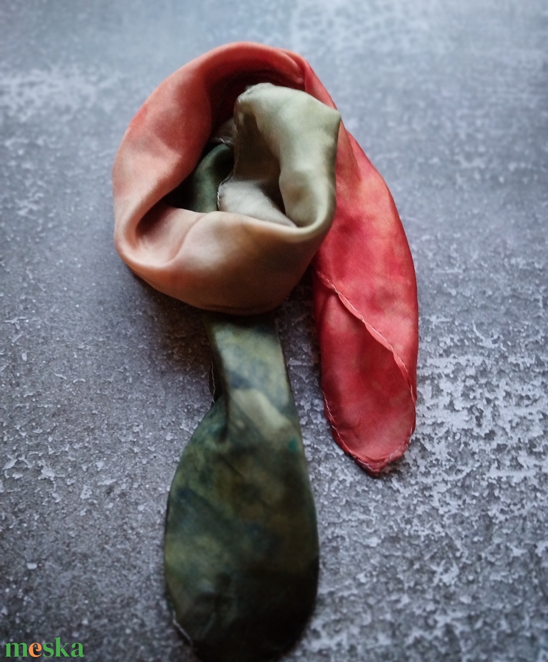 Keki narancs  hernyóselyem kendő  - ruha & divat - sál, sapka, kendő - kendő - Meska.hu