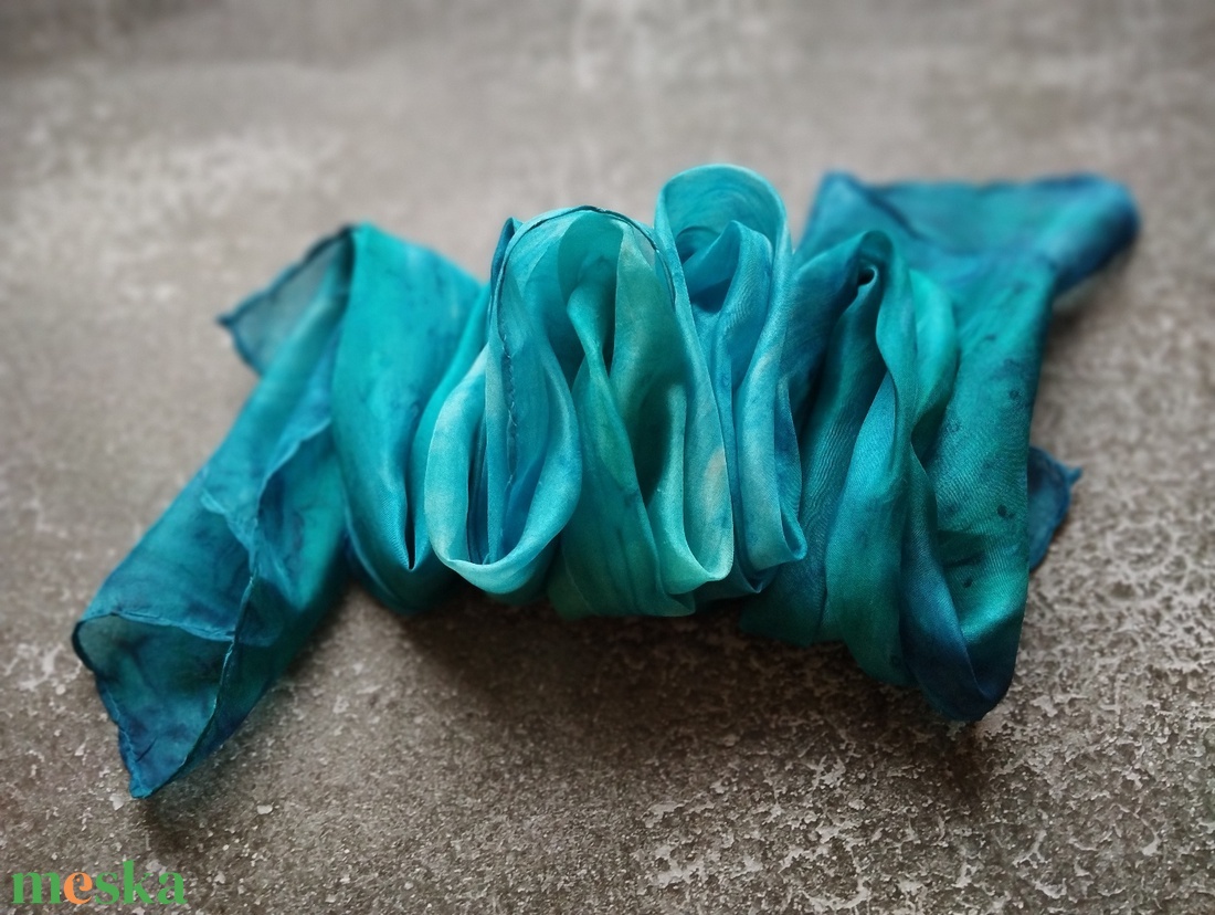 Türkizkék hernyóselyem női sál - ruha & divat - sál, sapka, kendő - sál - Meska.hu