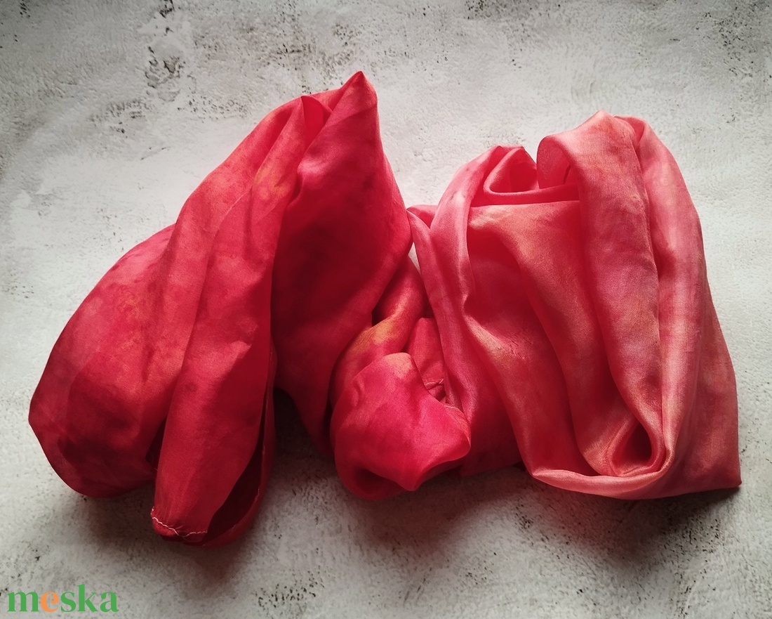 Korall hernyóselyem sál női stóla - ruha & divat - sál, sapka, kendő - sál - Meska.hu