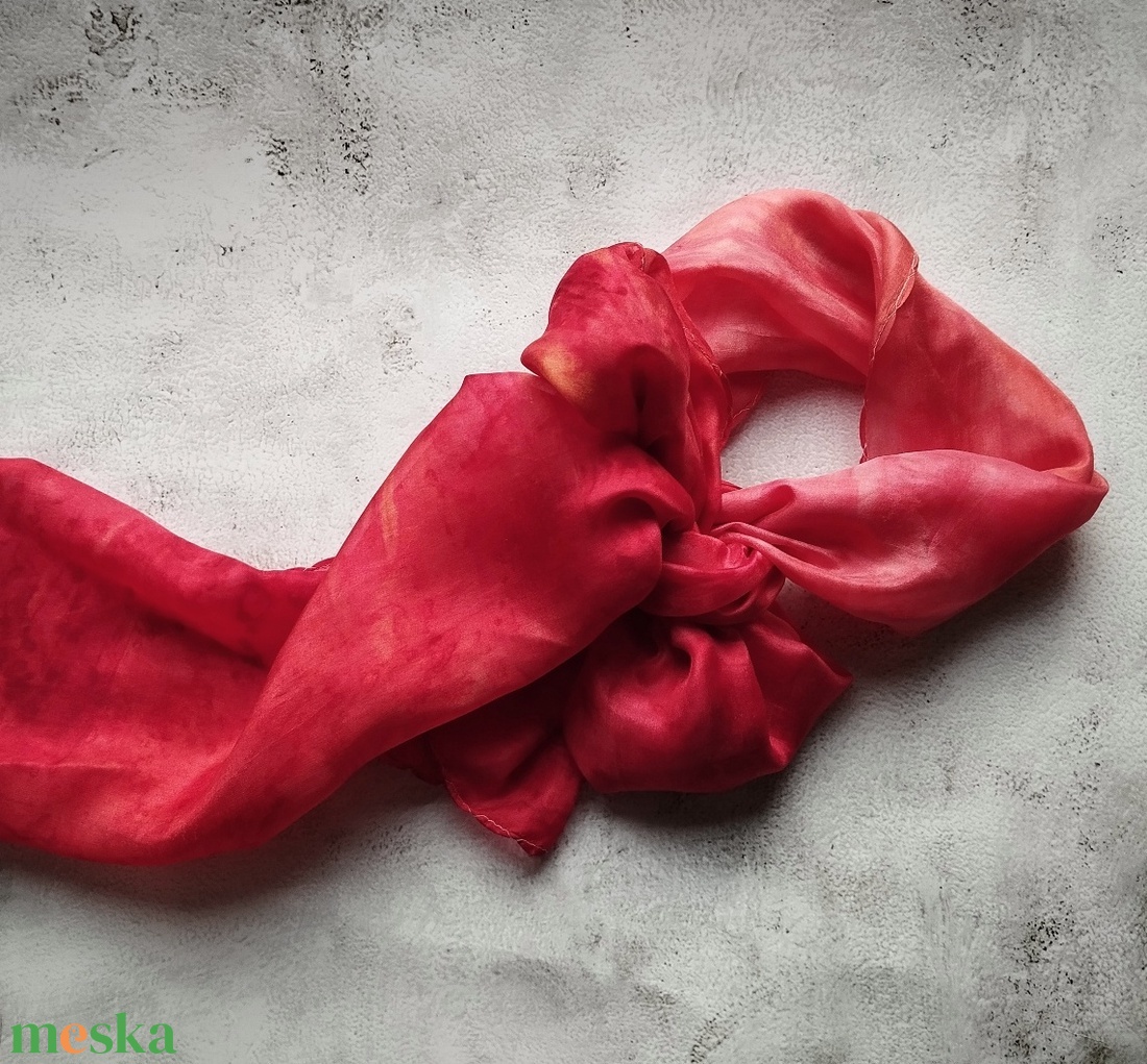 Korall hernyóselyem sál női stóla - ruha & divat - sál, sapka, kendő - sál - Meska.hu