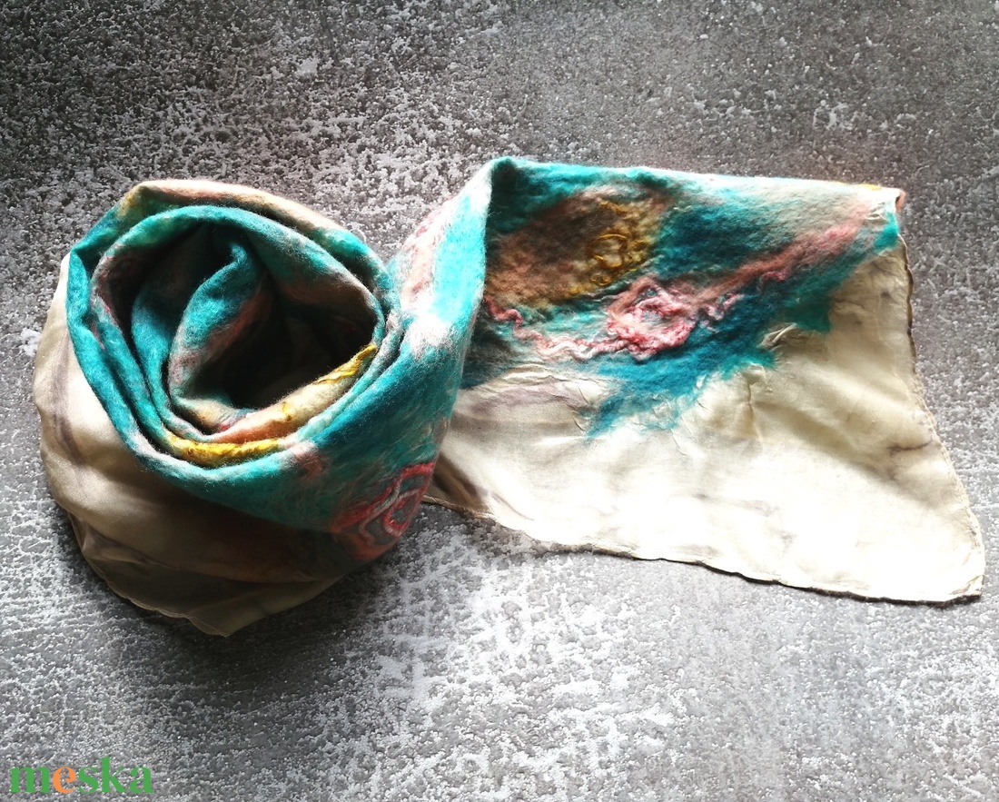 Hernyóselyem gyapjú nuno nemez sál Pille - ruha & divat - sál, sapka, kendő - sál - Meska.hu