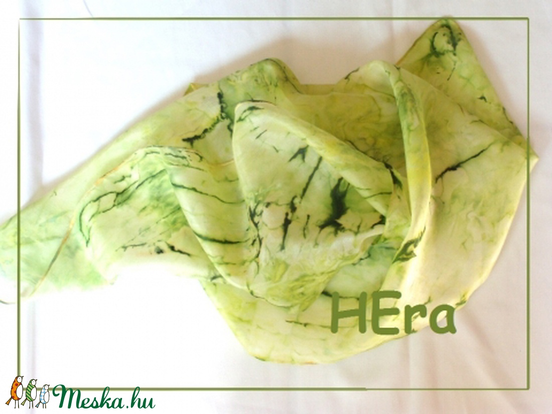 Pisztácia hernyóselyem kendő -  - Meska.hu