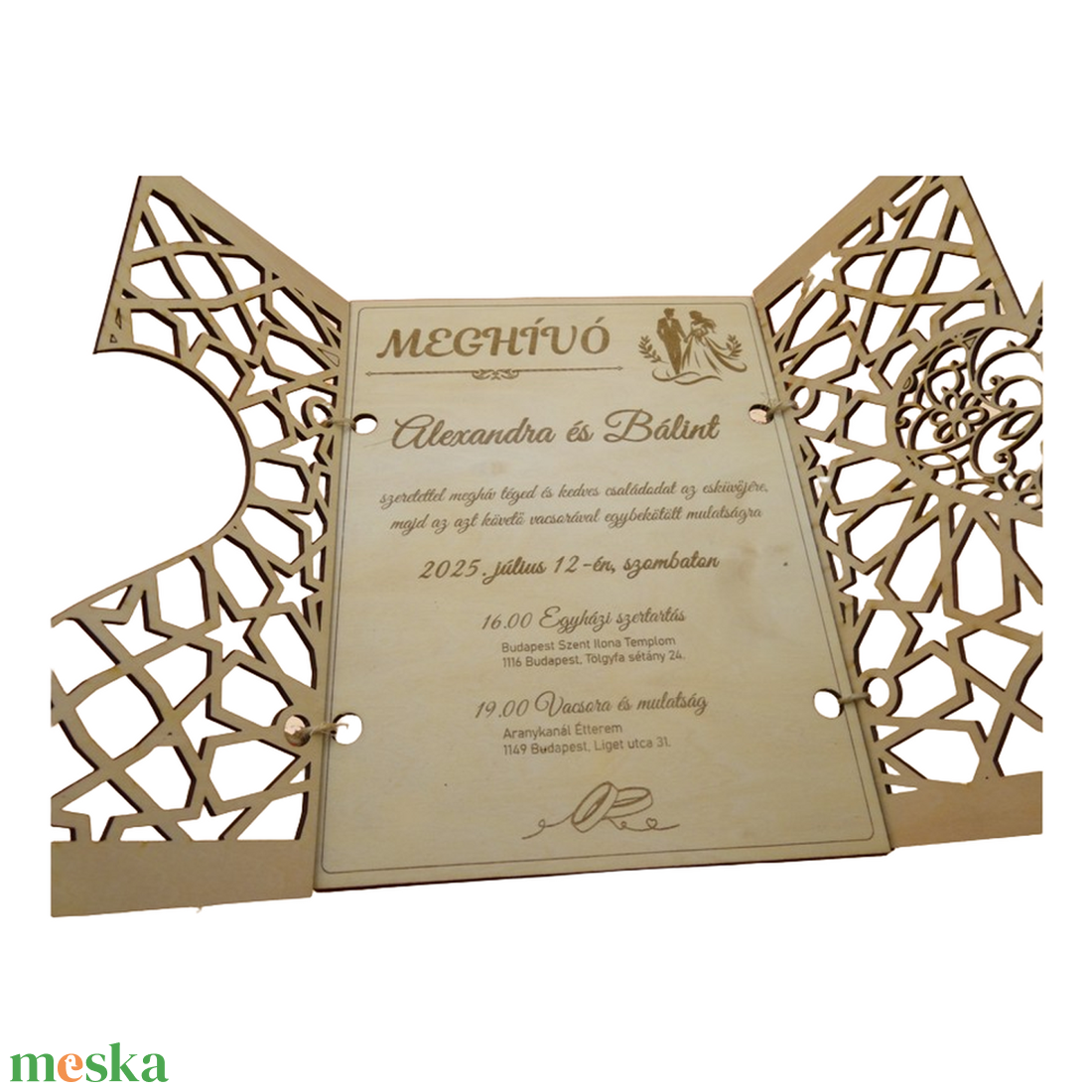 Romantikus, fa esküvői meghívó � Egyedi gravírozással - esküvő - dekoráció - esküvői feliratok - Meska.hu
