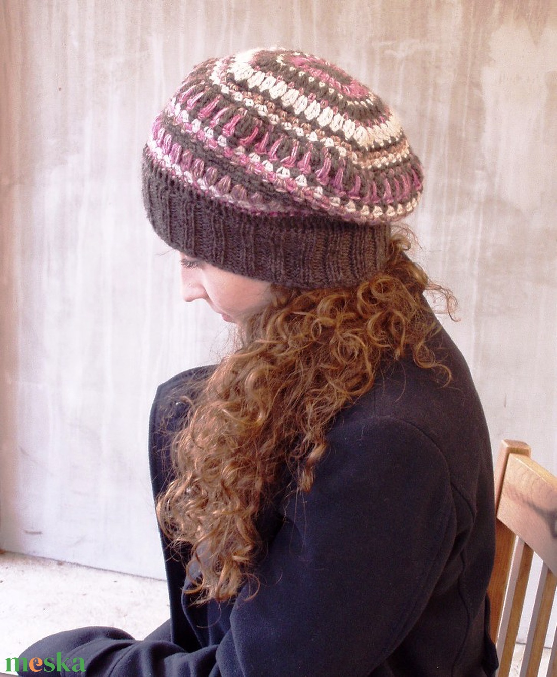 Laza női barett sapka horgolt boho slouchy puha gyapjúból - ruha & divat - sál, sapka, kendő - sapka - Meska.hu