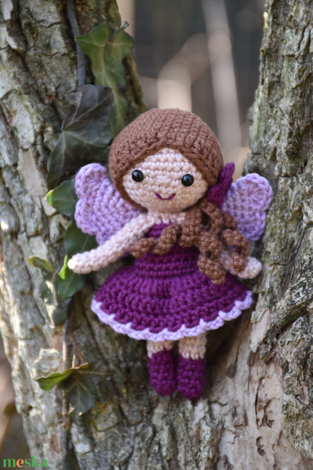 Horgolt lila tündér baba  - játék & sport - baba & babaház - baba - Meska.hu