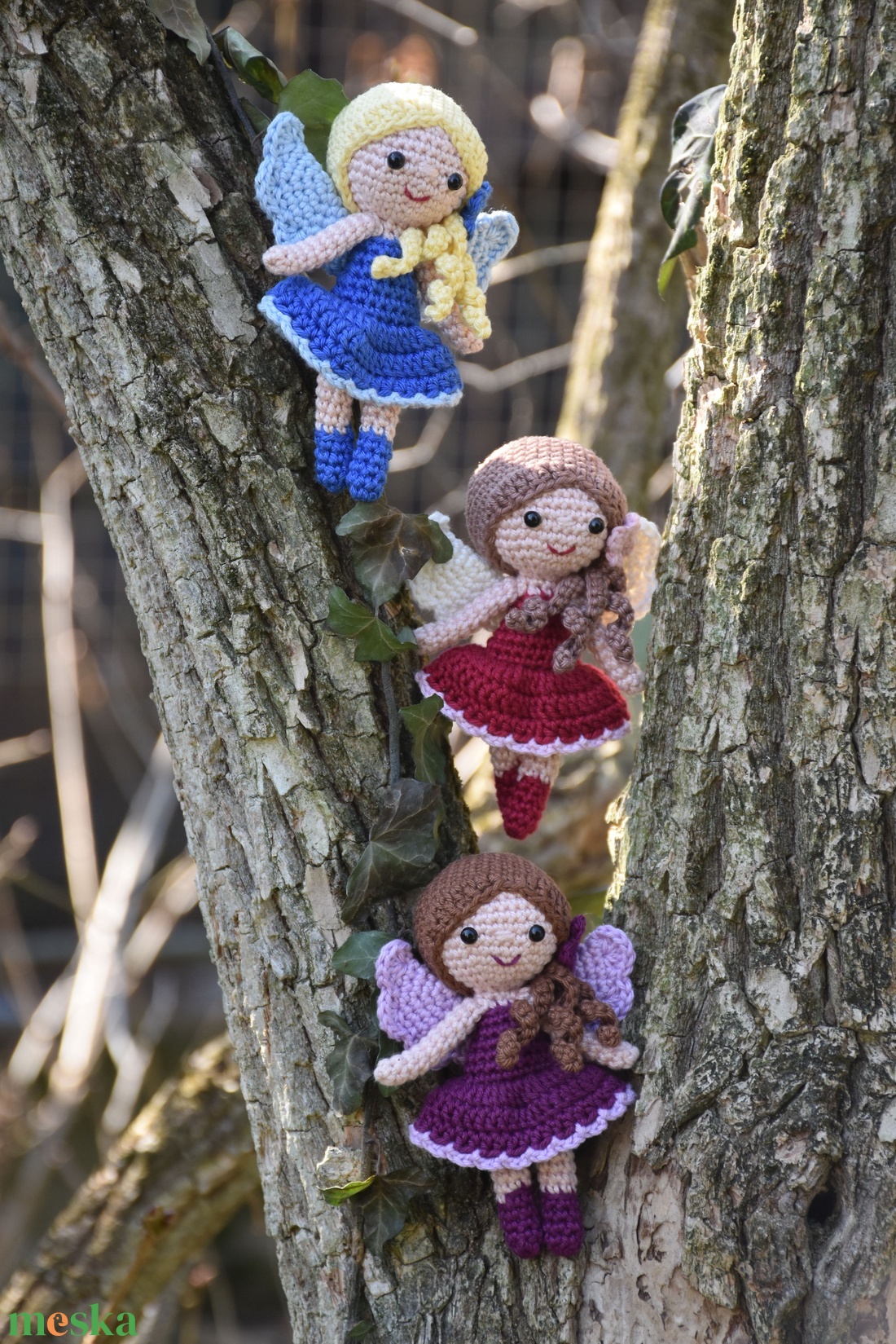 Horgolt lila tündér baba  - játék & sport - baba & babaház - baba - Meska.hu