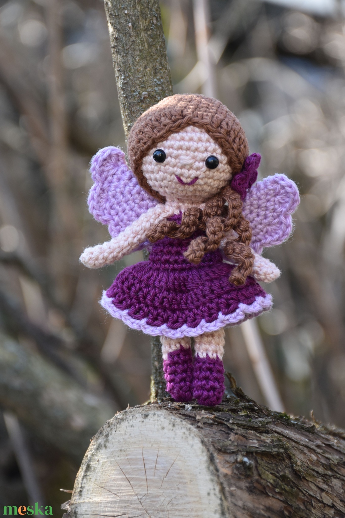 Horgolt lila tündér baba  - játék & sport - baba & babaház - baba - Meska.hu