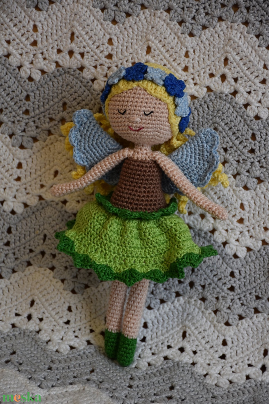 Horgolt virágos tündér baba - játék & sport - baba & babaház - baba - Meska.hu