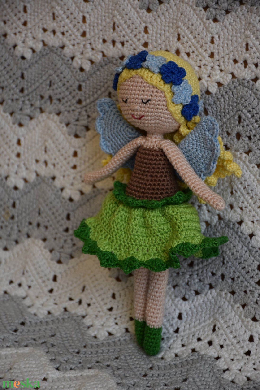 Horgolt virágos tündér baba - játék & sport - baba & babaház - baba - Meska.hu