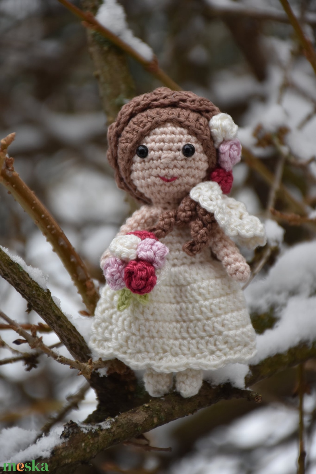 Horgolt menyasszonyi ruhás baba - játék & sport - baba & babaház - játékbaba, babakellék - Meska.hu