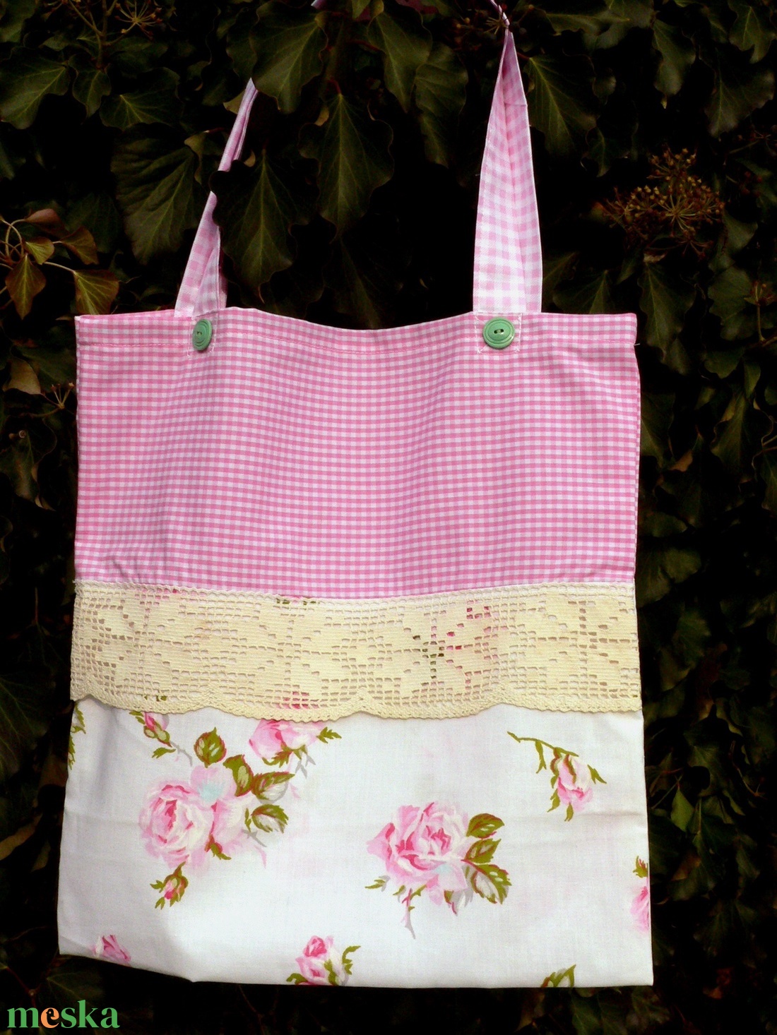 Granny's Rose Garden. Romantikus shopper.  - táska & tok - bevásárlás & shopper táska - shopper, textiltáska, szatyor - Meska.hu
