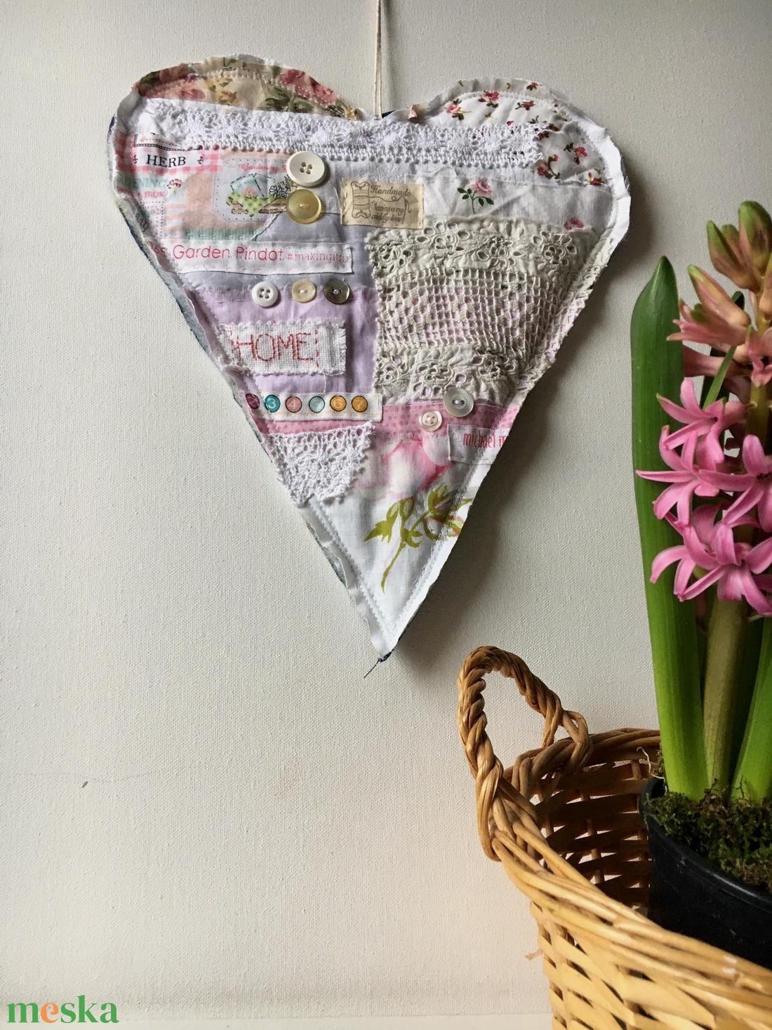 SHABBY CHIC HEART. Szív alakú függődísz - otthon & lakás - dekoráció - ajtó- és ablak dekoráció - ajtódísz & kopogtató - Meska.hu