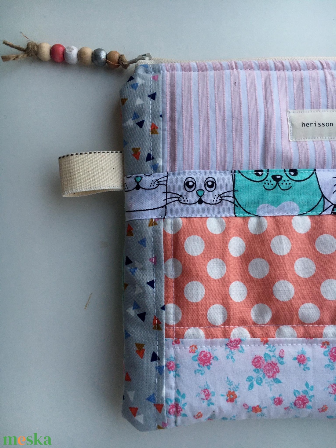  MIXED UP IN CORAL/TURQUISE. Patchwork mókusos-cicás-sünis tablet tartó/ XL pipere - táska & tok - ebook & tablet tok - Meska.hu