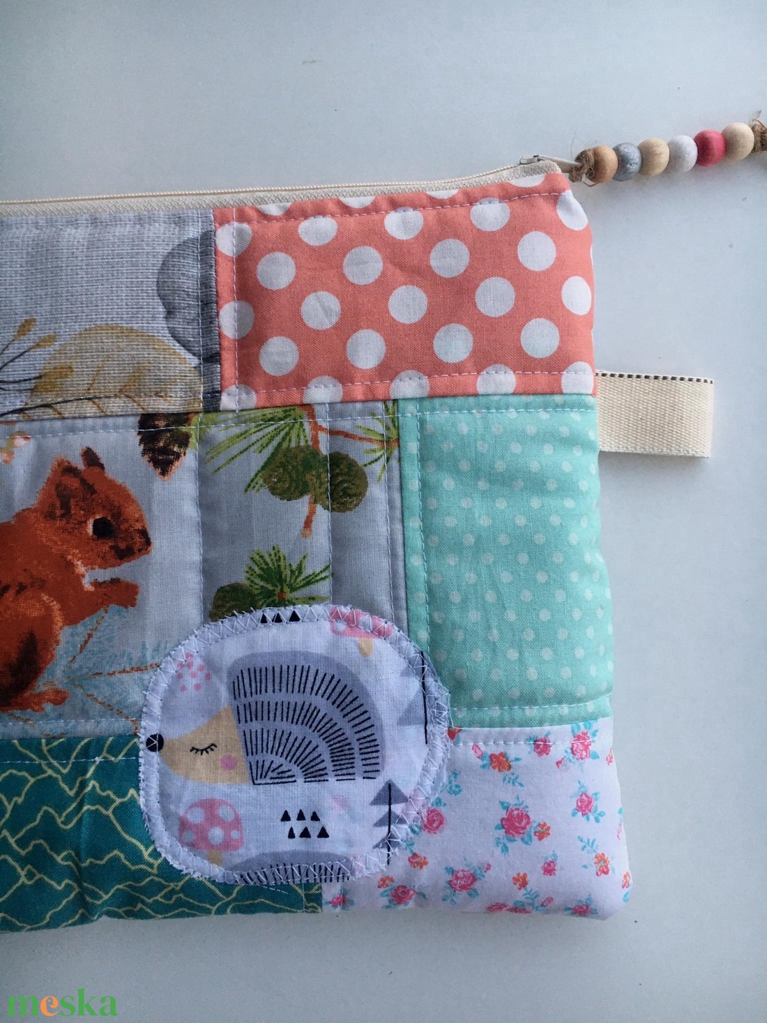  MIXED UP IN CORAL/TURQUISE. Patchwork mókusos-cicás-sünis tablet tartó/ XL pipere - táska & tok - ebook & tablet tok - Meska.hu