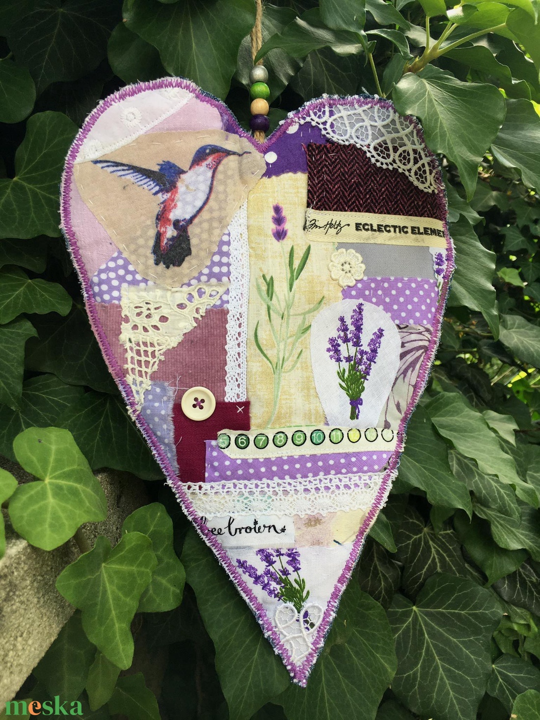 MY LAVANDER HEART. Szív alakú függődísz + 2 db levendulatasak - otthon & életmód - dekoráció - ajtó- és ablak dekoráció - ajtódísz & kopogtató - Meska.hu