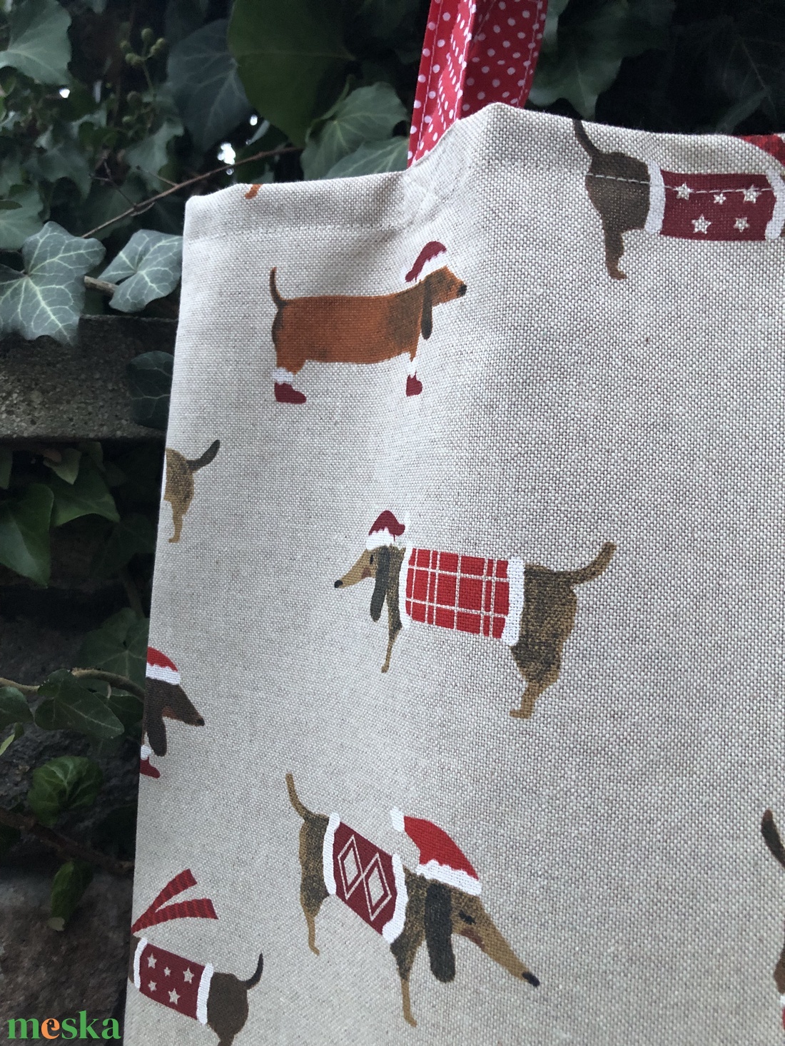 FESTIVE DOGS. Shopper tacsi-imádóknak :) - No. 2. - táska & tok - bevásárlás & shopper táska - shopper, textiltáska, szatyor - Meska.hu FESTIVE DOGS. Shopper tacsi-imádóknak :) - No. 2. - táska & tok - bevásárlás & shopper táska - shopper, textiltáska, szatyor - Meska.hu