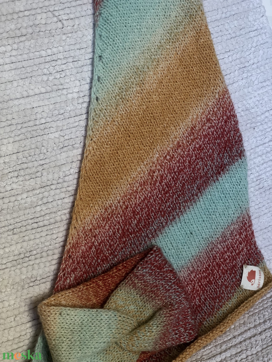 candy sugar. Kézzel kötött asszimetrikus baktus  2 rétegű, puha, meleg fülvédővel - ruha & divat - sál, sapka, kendő - fejpánt - Meska.hu