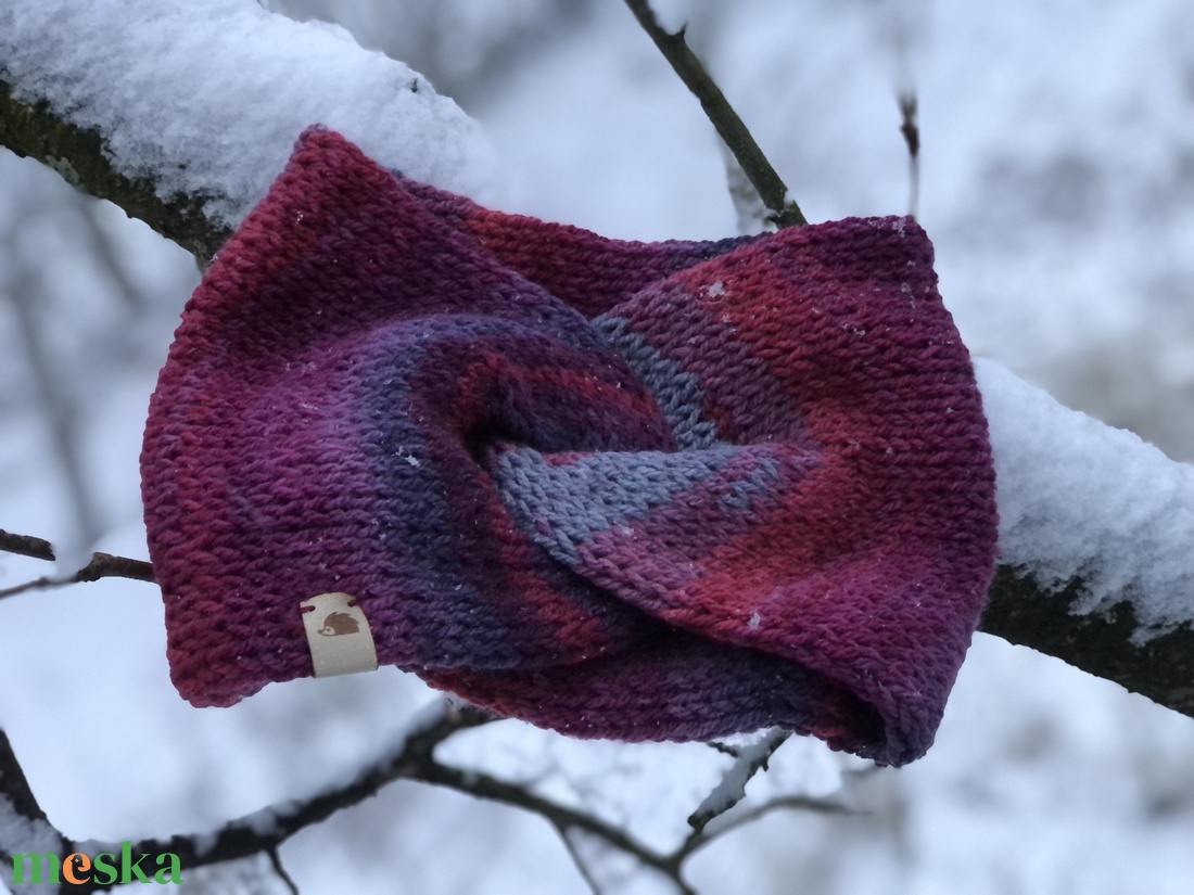 málnaszüret. Kézzel kötött puha, meleg fülvédő - ruha & divat - sál, sapka, kendő - fejpánt - Meska.hu