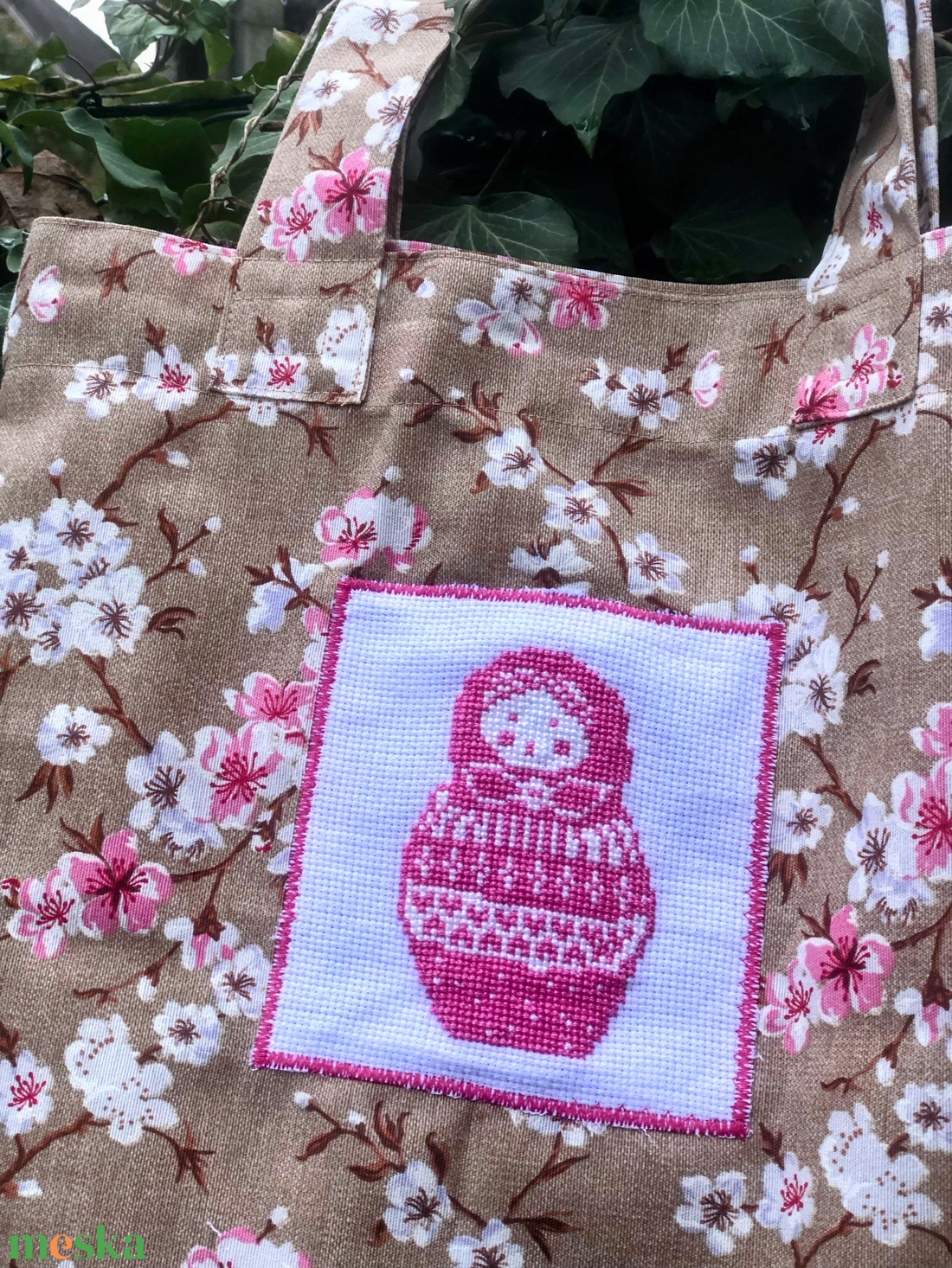 TAVASZI MATRYOSHKA. Nagyméretű, jól pakolható shopper. - táska & tok - bevásárlás & shopper táska - shopper, textiltáska, szatyor - Meska.hu