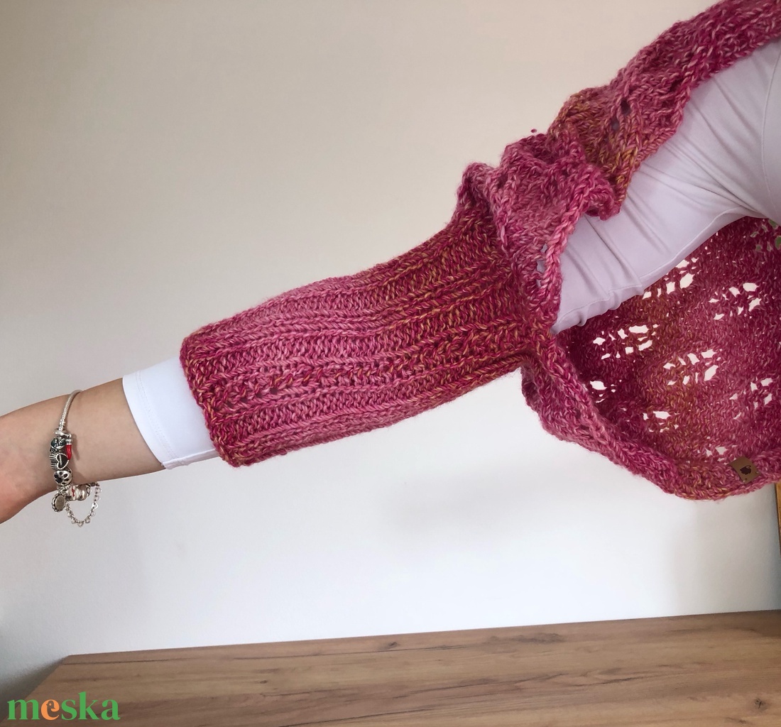 Raspberry shrug _ Kézzel kötött puha és meleg bolero - ruha & divat - női ruha - bolero - Meska.hu
