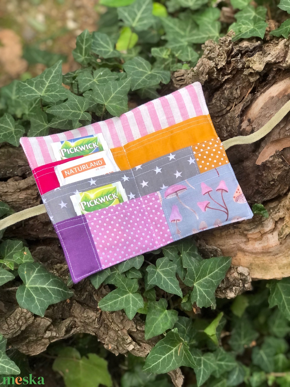 G o m b á k _ patchwork utazó teafiltertartó - otthon & életmód - konyhafelszerelés, tálalás - konyhai tárolás - tea & kávé tárolás - Meska.hu