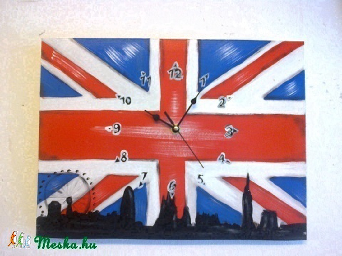 Angol zászló fa Óra egyedi ajándék -  - Meska.hu