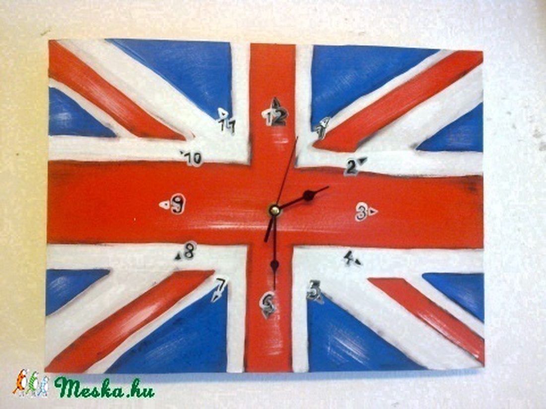 Angol zászló fa Óra egyedi ajándék -  - Meska.hu