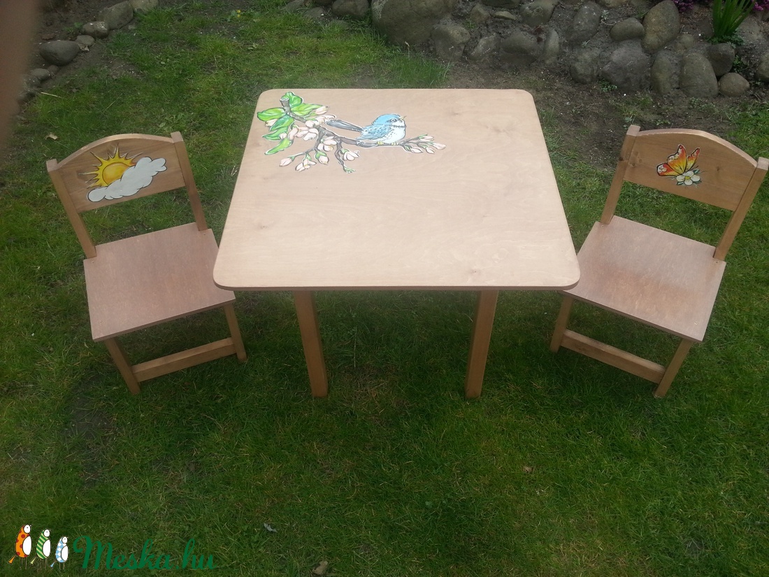  Asztal és szék Barna madaras -  - Meska.hu