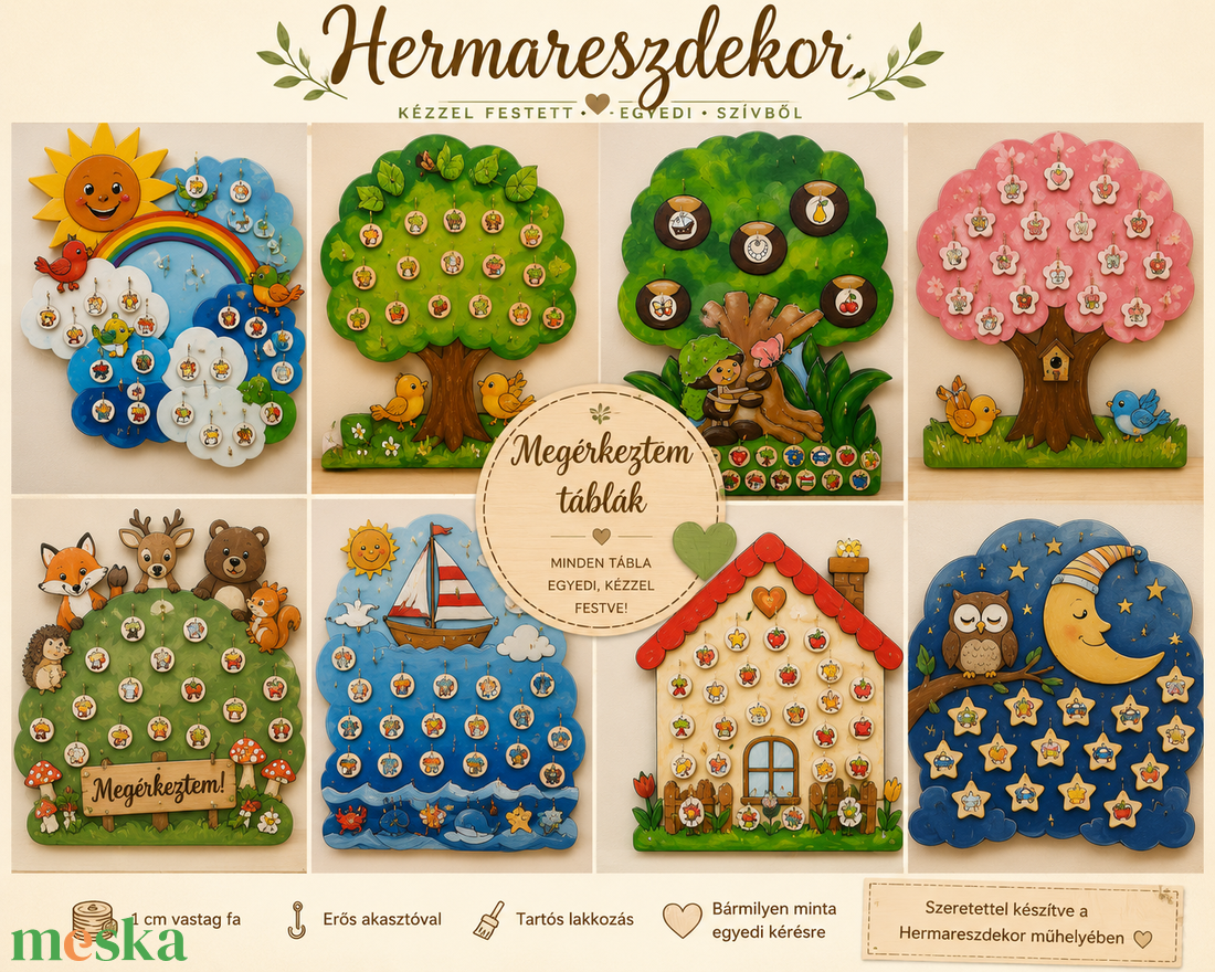 � Megérkeztem tábla � egyedi, kézzel festett óvodai dekoráció - játék & sport - ovis felszerelés - egyéb ovis kiegészítő - Meska.hu