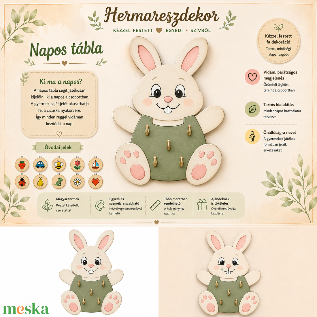 Egyedi Óvodai napos tábla  �   Kézzel festett egyedi mintával Hermareszdekor - otthon & életmód - dekoráció - kép & falikép - táblakép - Meska.hu