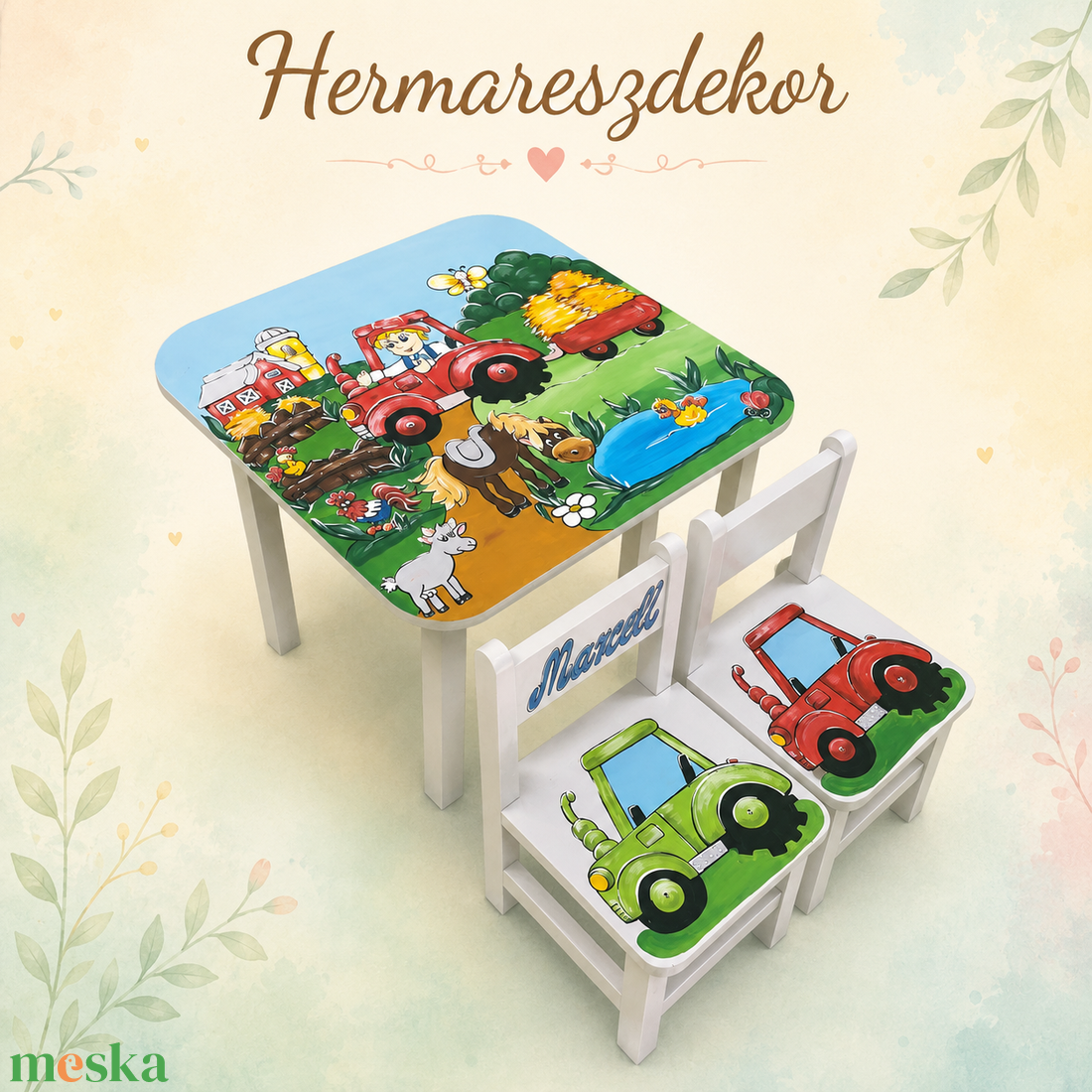 Egyedi gyerek asztal és székek � Egyedi grafikával � Névre szóló kivitel �� Ajándék születésnapra  - baba - mama - babaszobabútor - gyerek asztal székkel - Meska.hu