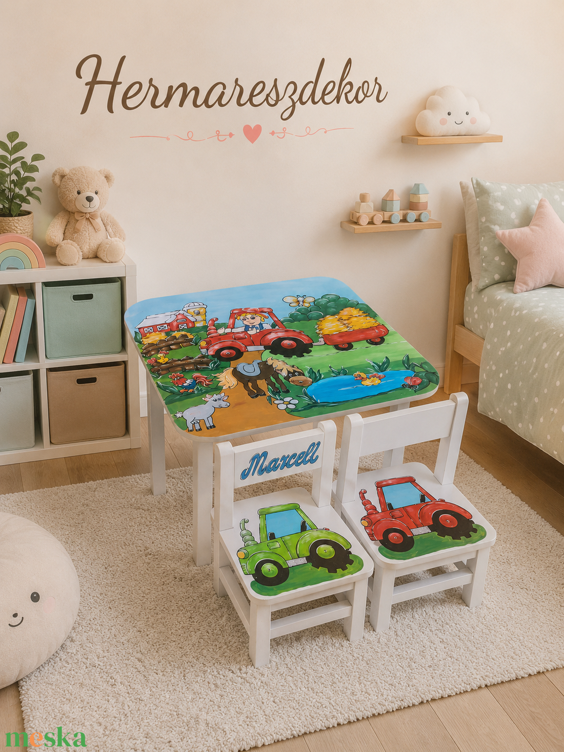 Egyedi gyerek asztal és székek � Egyedi grafikával � Névre szóló kivitel �� Ajándék születésnapra  - baba - mama - babaszobabútor - gyerek asztal székkel - Meska.hu