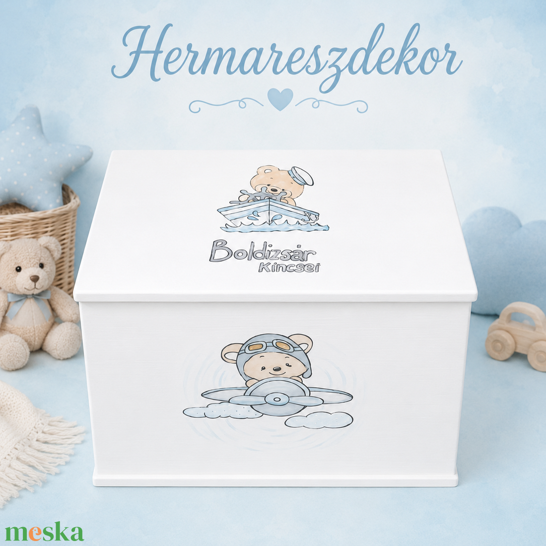 Egyedi kézzel festett kincsesláda névvel vagy felirattal � emlékeknek és kincseknek (40�40�60 cm) - otthon & életmód - tárolás & rendszerezés - láda - Meska.hu
