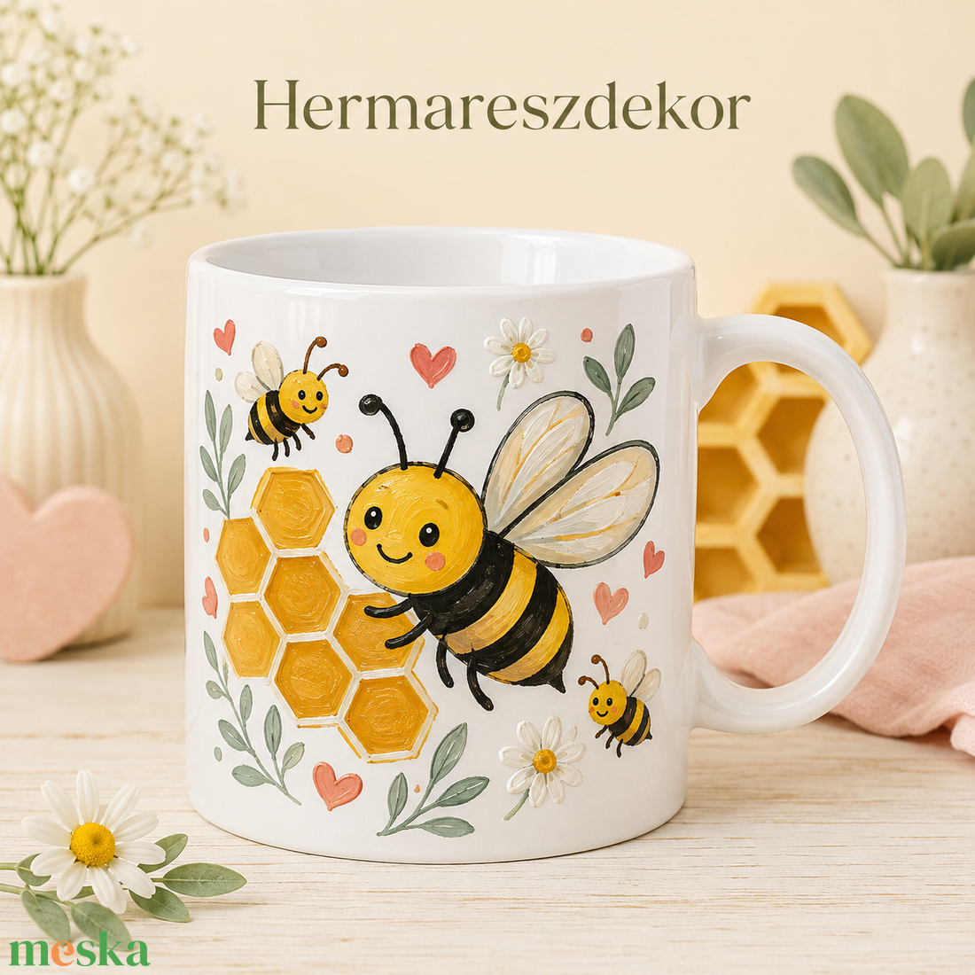 Egyedi Bögre Maci méhecskékkel  - otthon & életmód - konyhafelszerelés, tálalás - tálalás - bögre & csésze - Meska.hu
