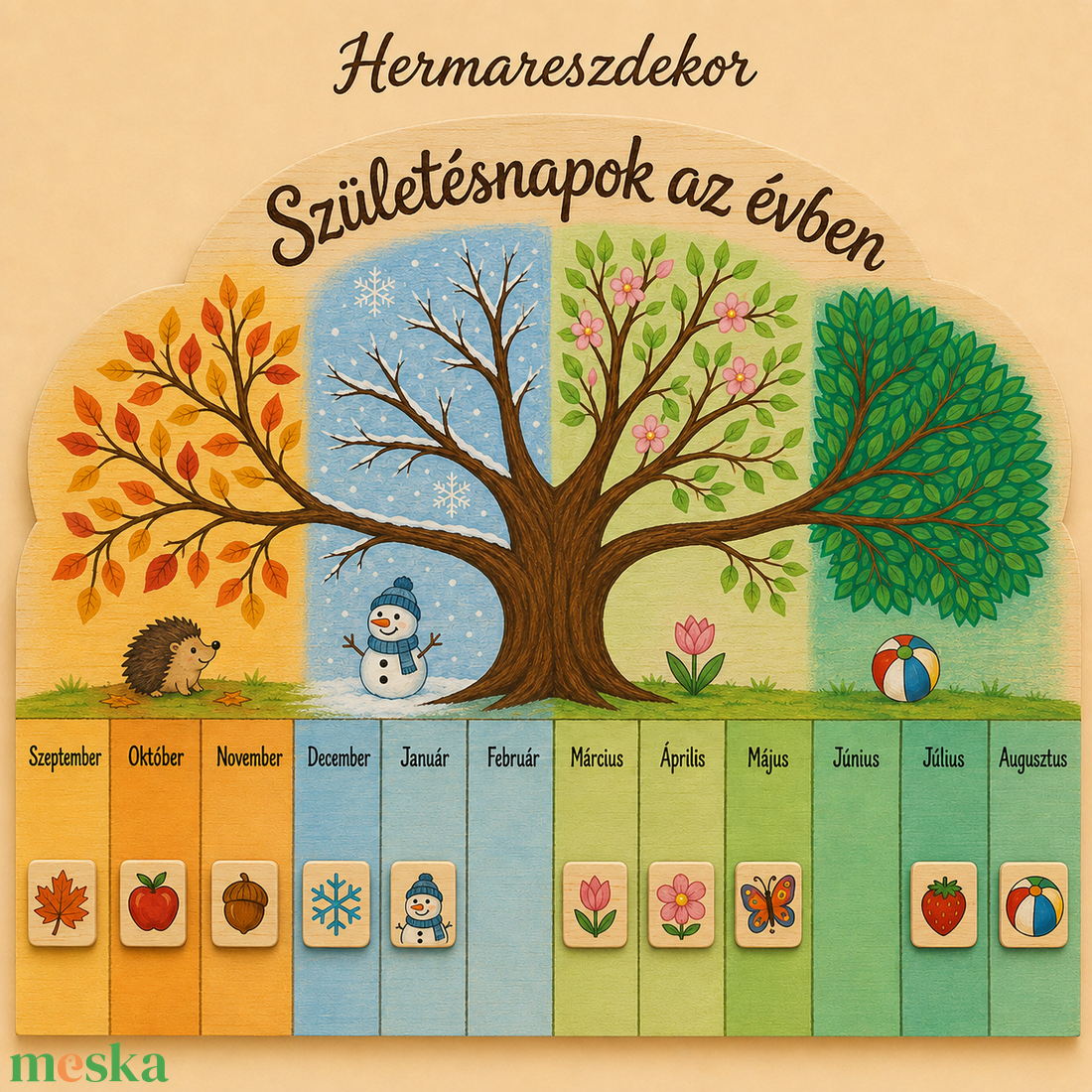 Születésnapi 4 évszak tábla - otthon & életmód - dekoráció - kép & falikép - táblakép - Meska.hu