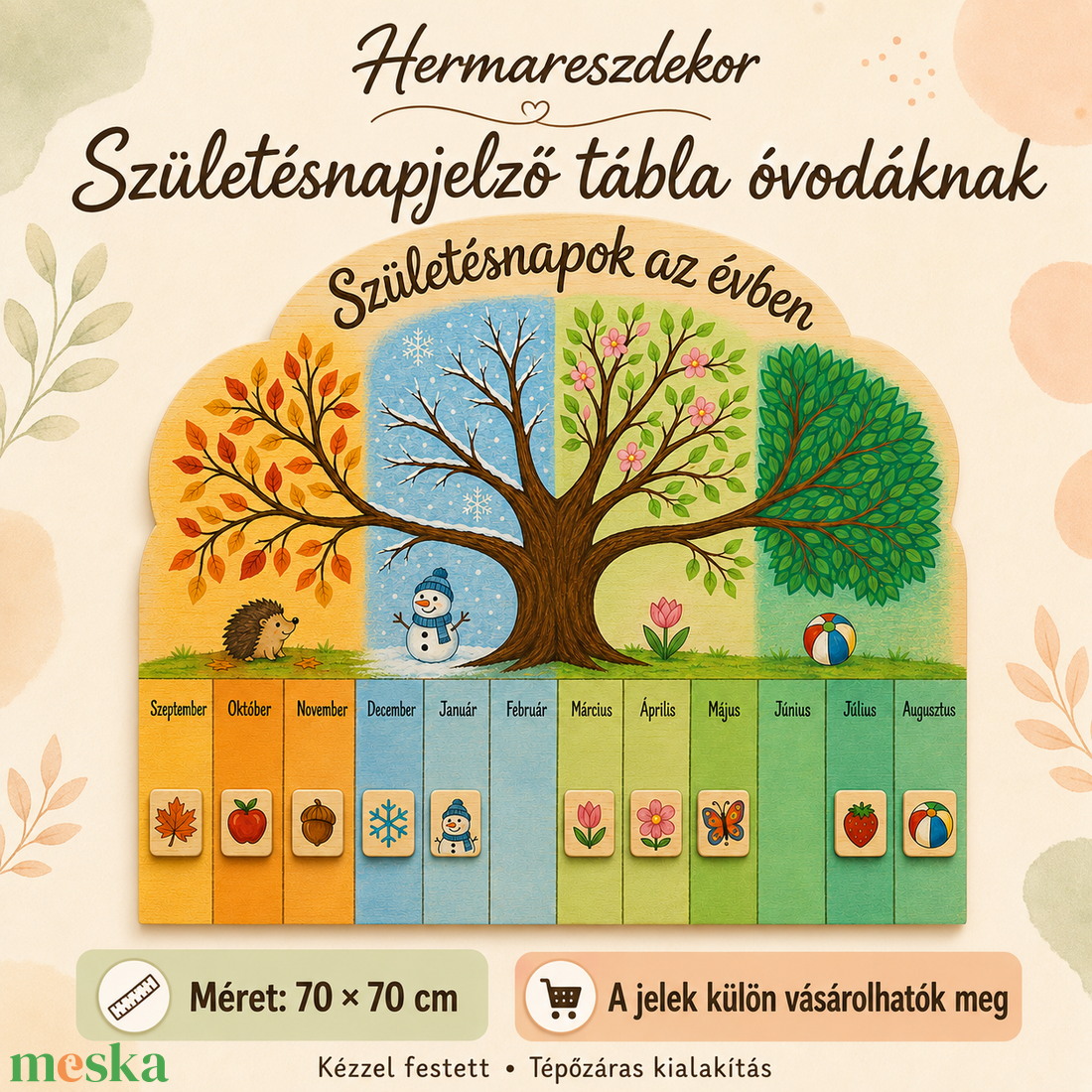 Születésnapi 4 évszak tábla - otthon & életmód - dekoráció - kép & falikép - táblakép - Meska.hu