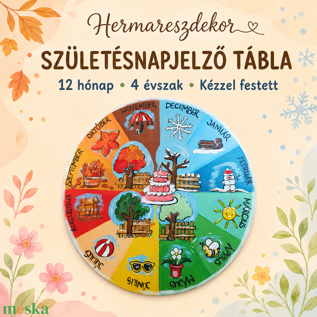  4 évszak tábla - otthon & életmód - dekoráció - kép & falikép - táblakép - Meska.hu