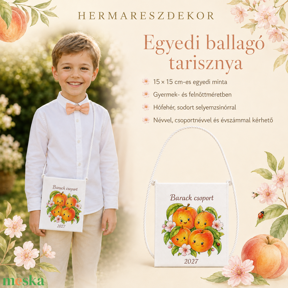 Egyedi ballagó tarisznya névvel és csoport névvel � választható, mesés Hermareszdekor mintával   - táska & tok - kézitáska & válltáska - tarisznya - Meska.hu