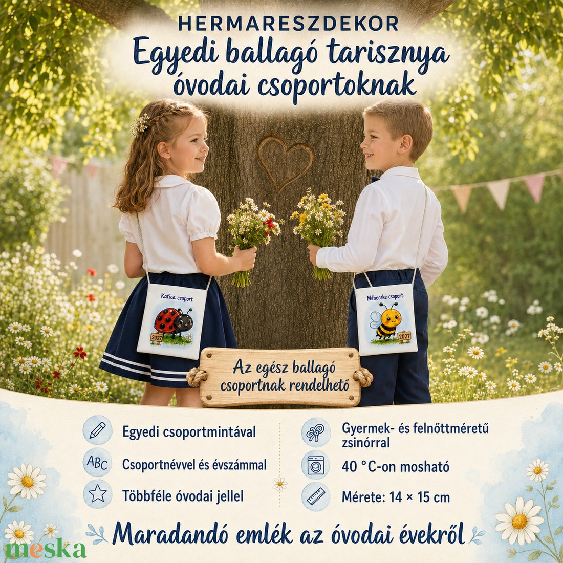 Egyedi ballagó tarisznya névvel és csoport névvel � választható, mesés Hermareszdekor mintával   - táska & tok - kézitáska & válltáska - tarisznya - Meska.hu