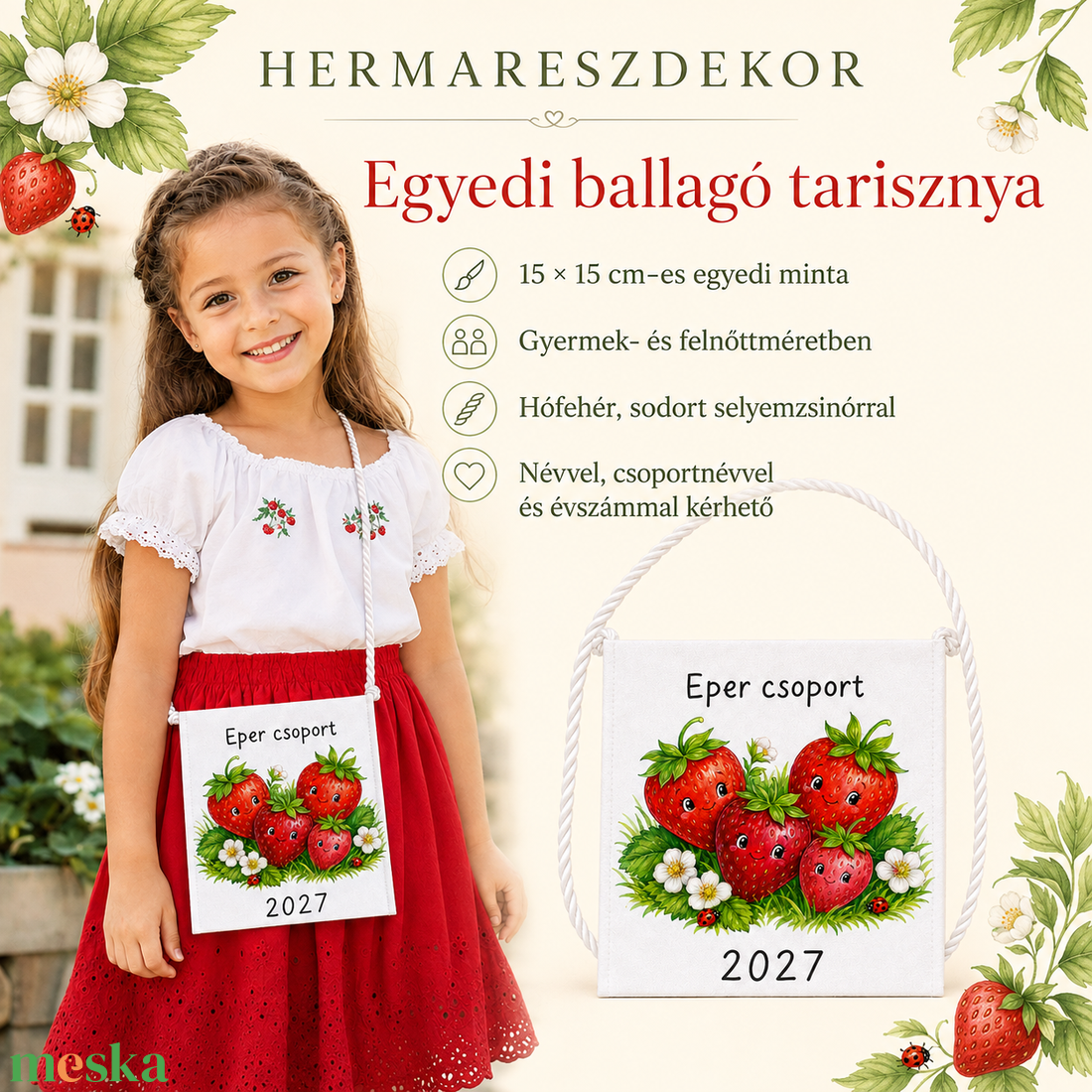 Egyedi ballagó tarisznya névvel és csoport névvel � választható, mesés Hermareszdekor mintával   - táska & tok - kézitáska & válltáska - tarisznya - Meska.hu