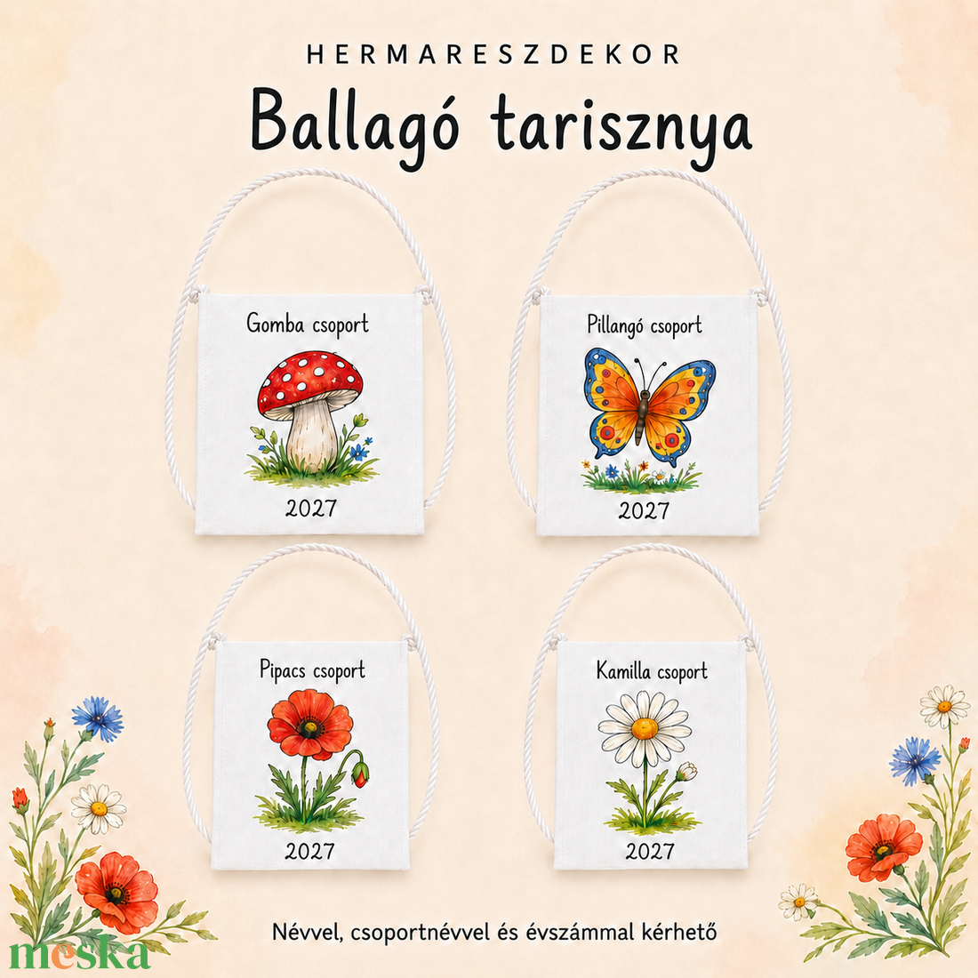 Egyedi ballagó tarisznya névvel és csoport névvel � választható, mesés Hermareszdekor mintával   - táska & tok - kézitáska & válltáska - tarisznya - Meska.hu