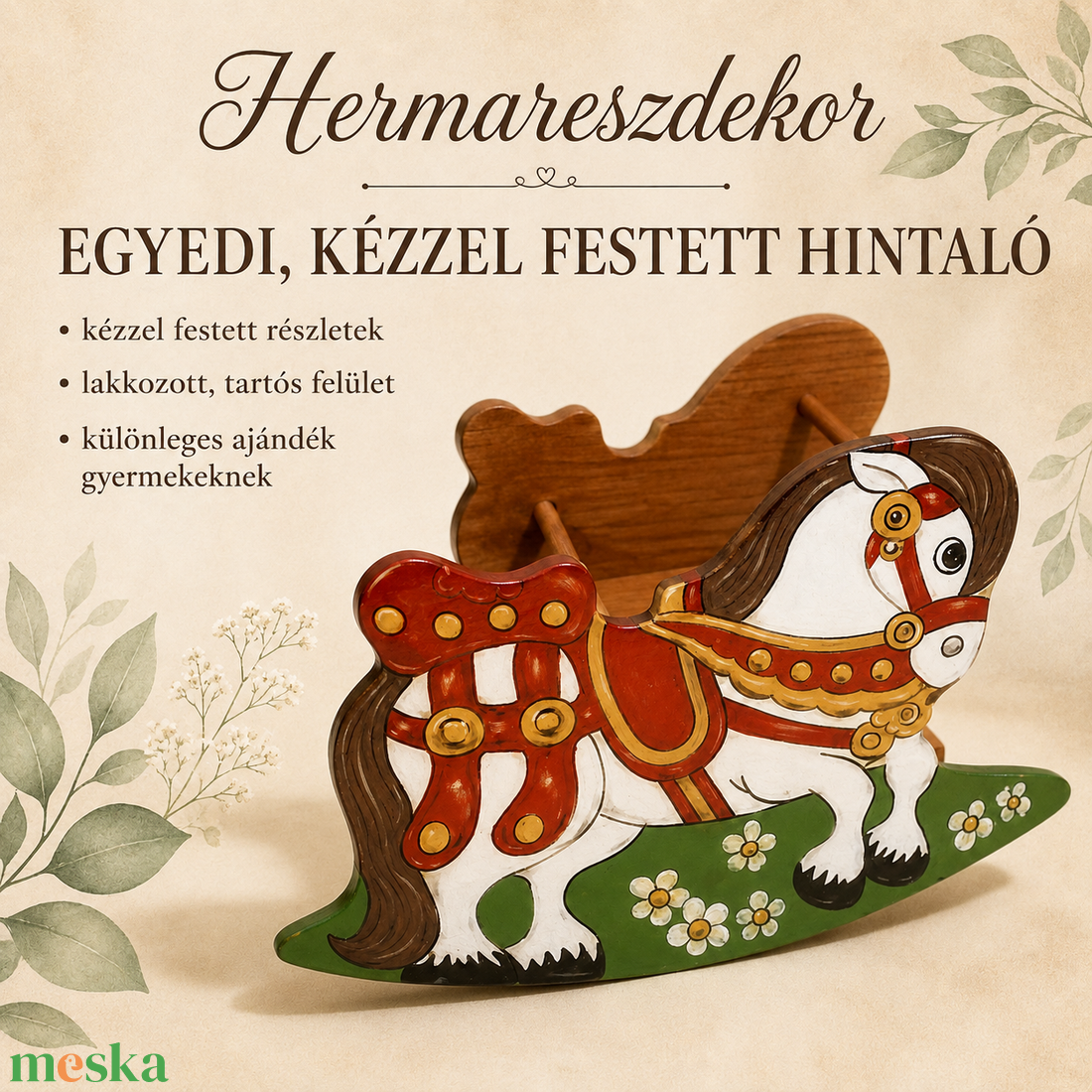 Névre szóló, kézzel festett fa hintaló � örök emlék gyermekeknek - játék & sport - hinta & kerti játék - Meska.hu
