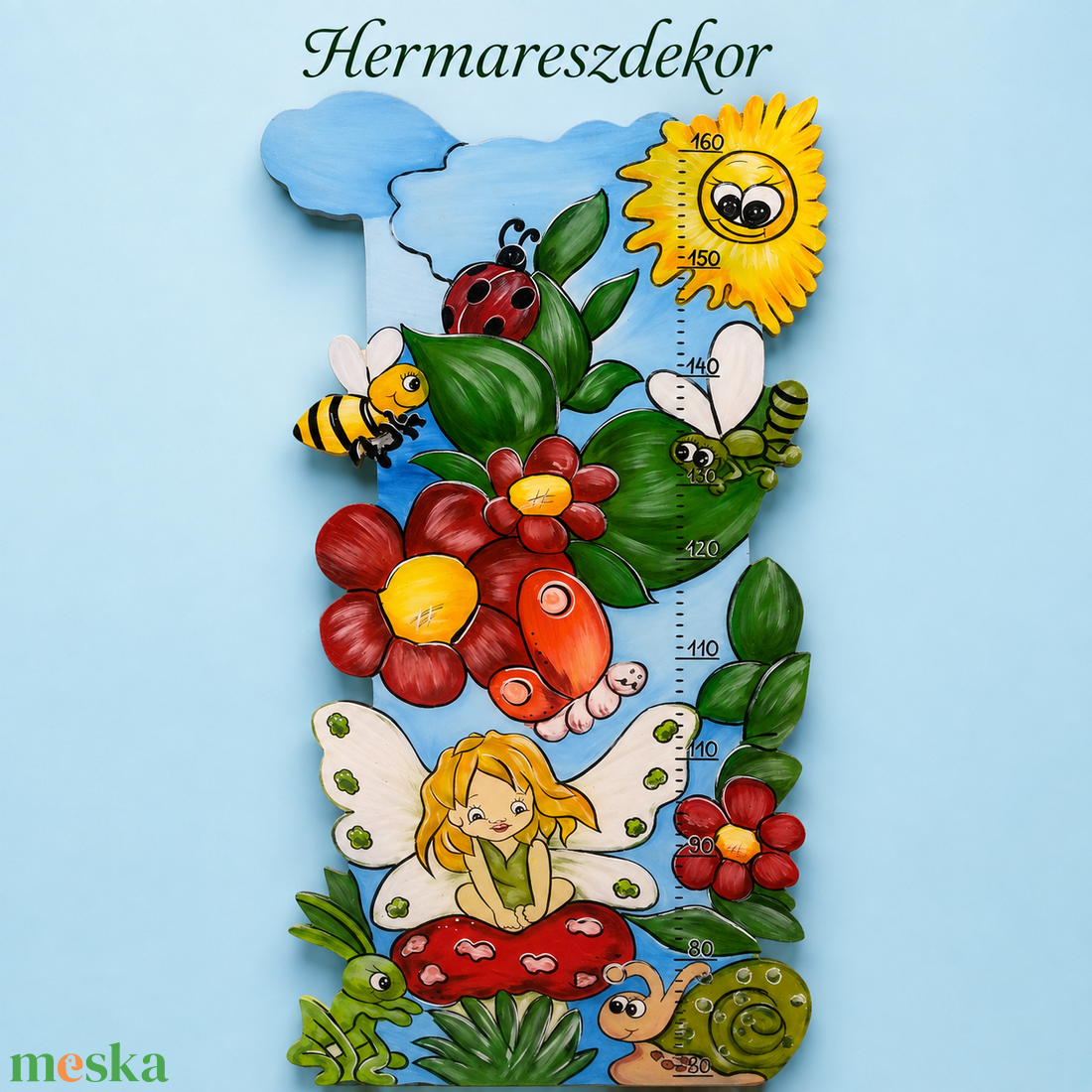 Egyedi, kézzel festett fa magasságmérő gyerekszobába � választható mintával és névvel - baba - mama - babaszoba dekoráció - magasságmérő - Meska.hu