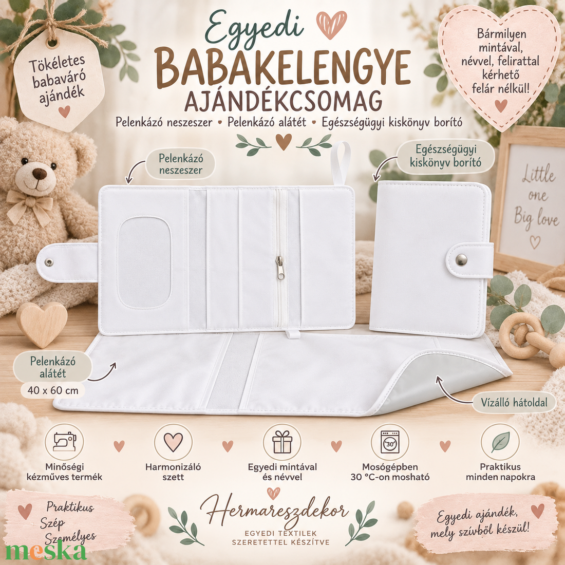  EGYEDI PELENKÁZÓ NESZESZER - baba - mama - pelenkázó, babafürdető kellékek - pelenkázó alátét - Meska.hu