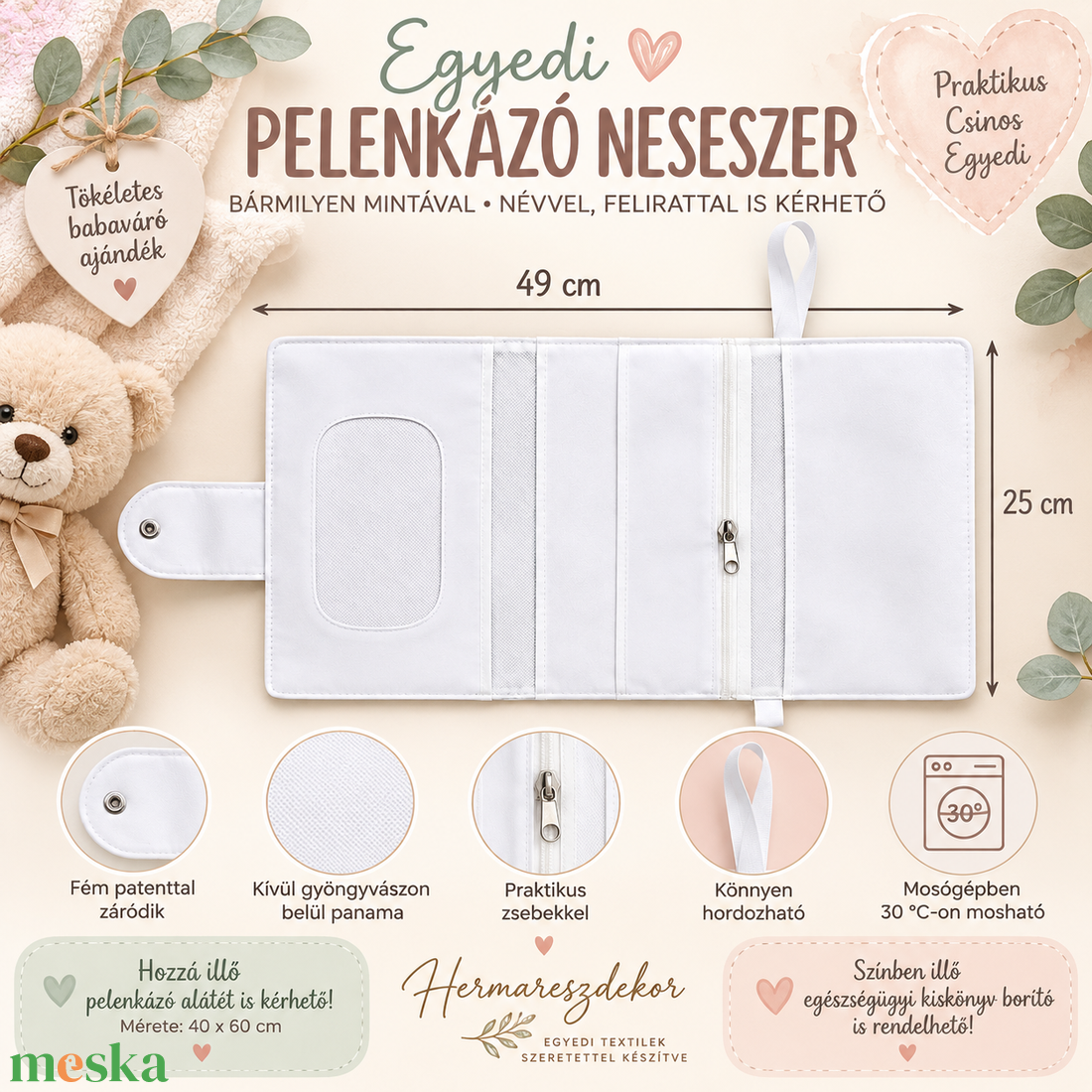  EGYEDI PELENKÁZÓ NESZESZER - baba - mama - pelenkázó, babafürdető kellékek - pelenkázó alátét - Meska.hu
