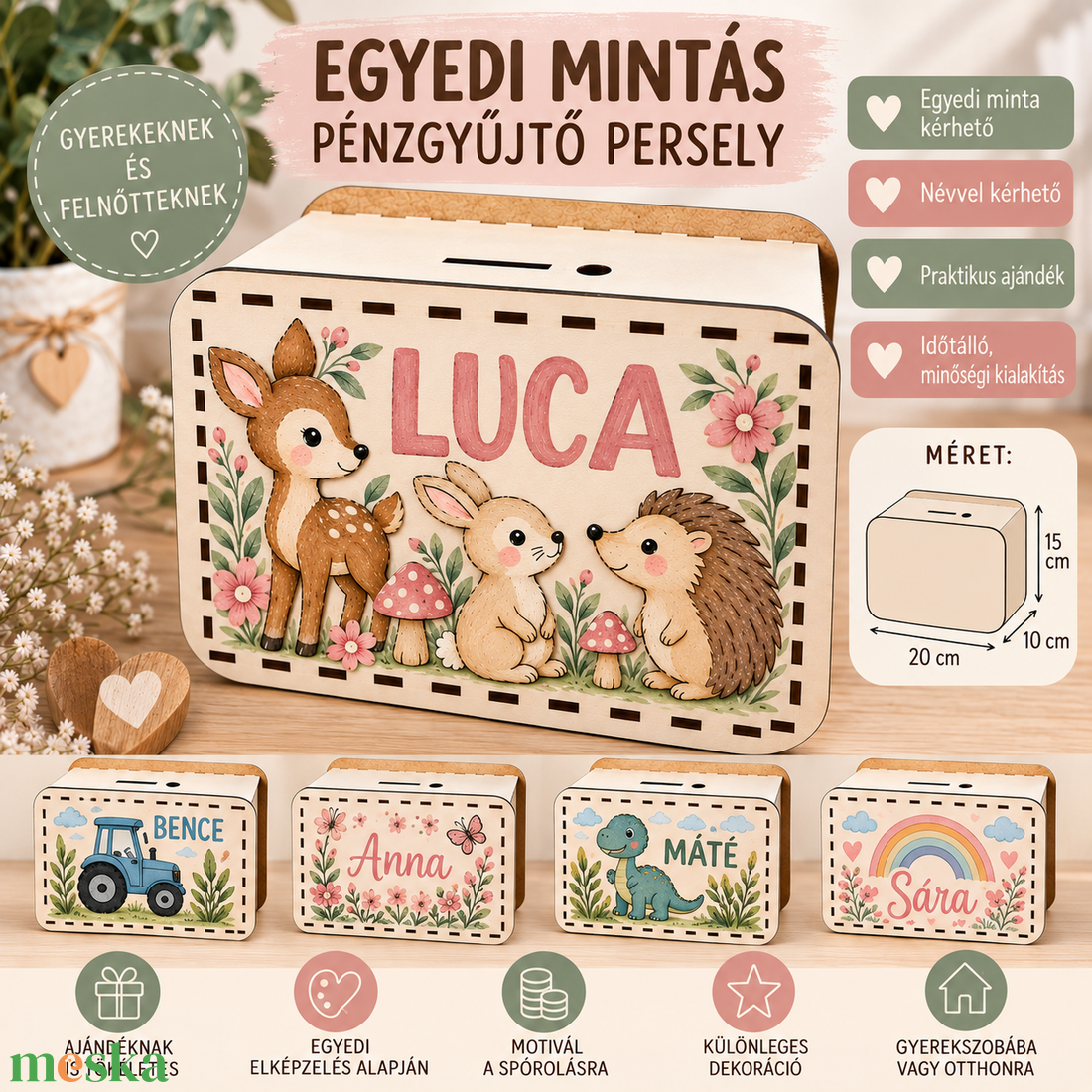 � Egyedi mintás pénzgyűjtő persely � gyerekeknek és felnőtteknek - baba - mama - pelenkázó, babafürdető kellékek - pelenkázó alátét - Meska.hu