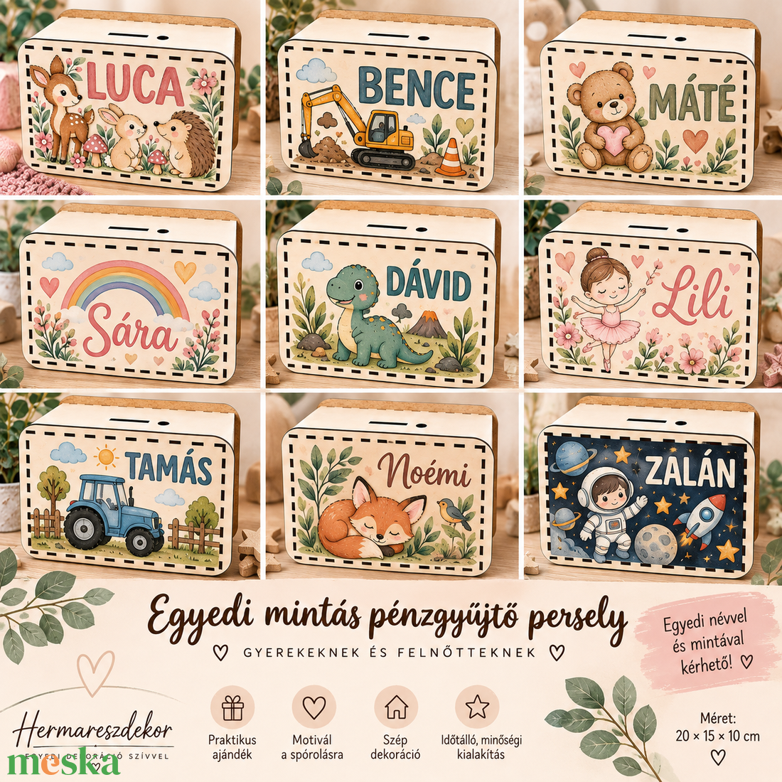 � Egyedi mintás pénzgyűjtő persely � gyerekeknek és felnőtteknek - baba - mama - pelenkázó, babafürdető kellékek - pelenkázó alátét - Meska.hu